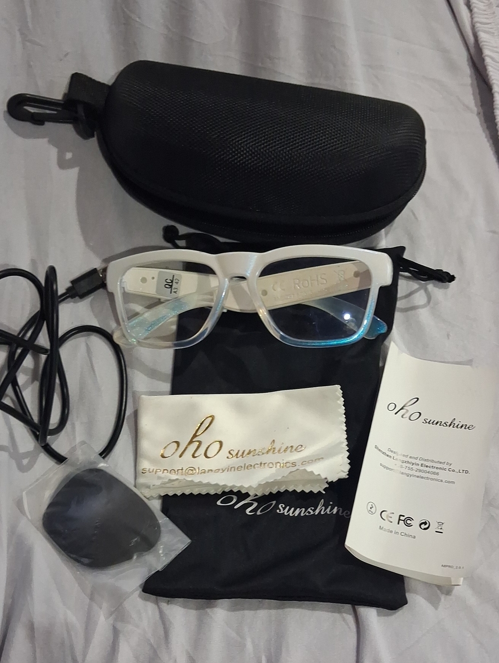 OhO sunshine - Smart Glasses with Blue Light Blocking Lens, Open-Ear Bluetooth